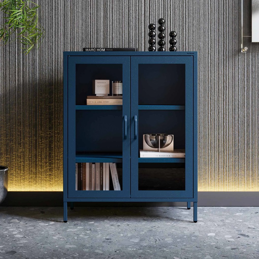 Vitrína GINA, 800 x 1015 x 400 mm, Modern: tmavomodrá farba