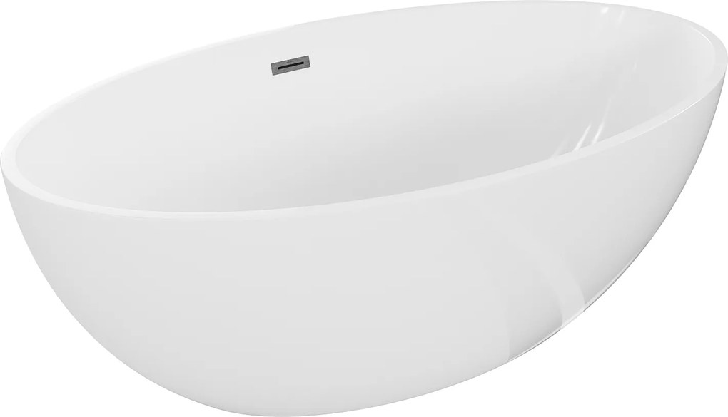 Mexen Nike vaňa voľne stojaca 175 x 100 cm, biela, prepad gun gray brúsený