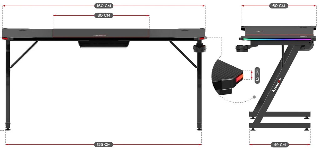 PC stolík Hyperion 4.8 (čierna + viacfarebná) (s LED osvetlením). Akcia -19%. Vlastná spoľahlivá doprava až k Vám domov. 1087508