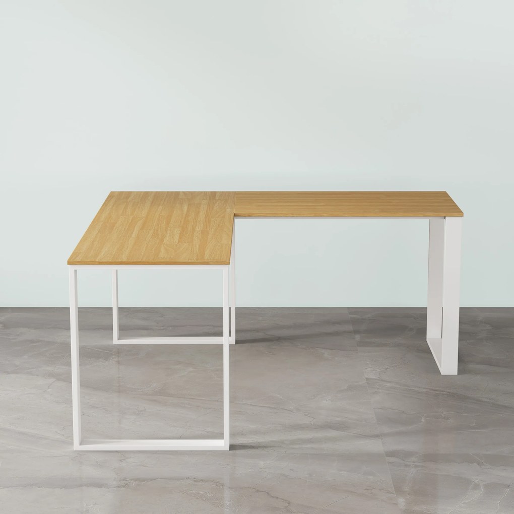 Rohový kancelářský stůl Houseland Nuvia Home 03 160 cm dub/bílý