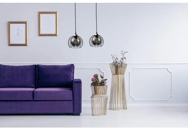 Luster na lanku SOLO BLACK 2xE27/60W/230V čierna/zlatá