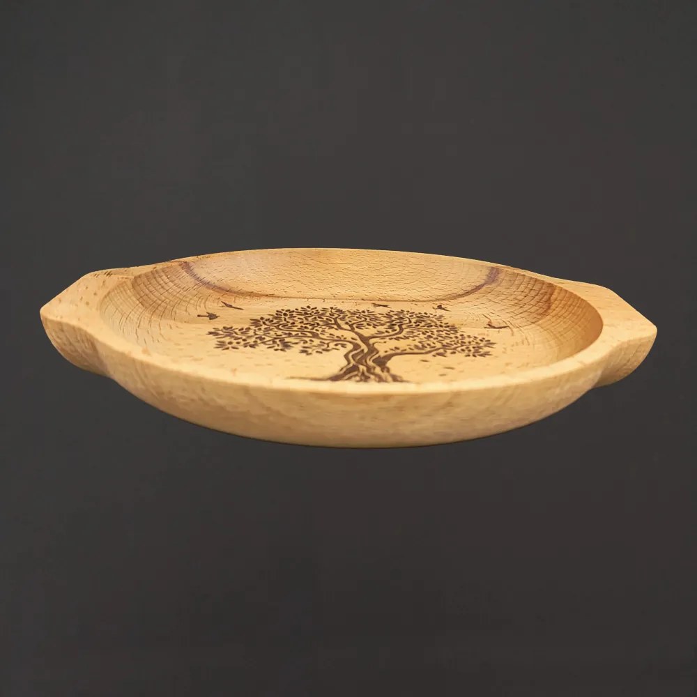 AMADEA Drevená miska s motívom stromu, masívne drevo, 24 cm