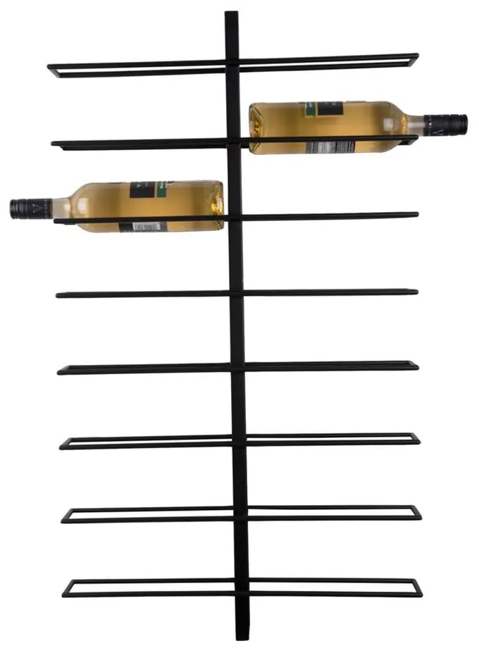 Čierny nástenný kovový regál na víno počet fliaš 16 Dual – PT LIVING