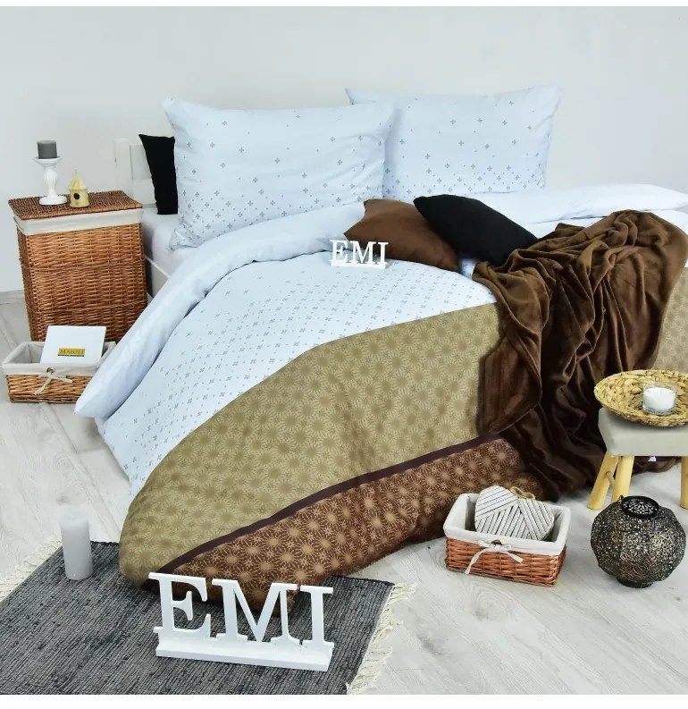 Obliečky Star satén sivo-hnedé EMI, Štandardný set jednolôžko obsahuje 1x 140x200 + 1x 70x90