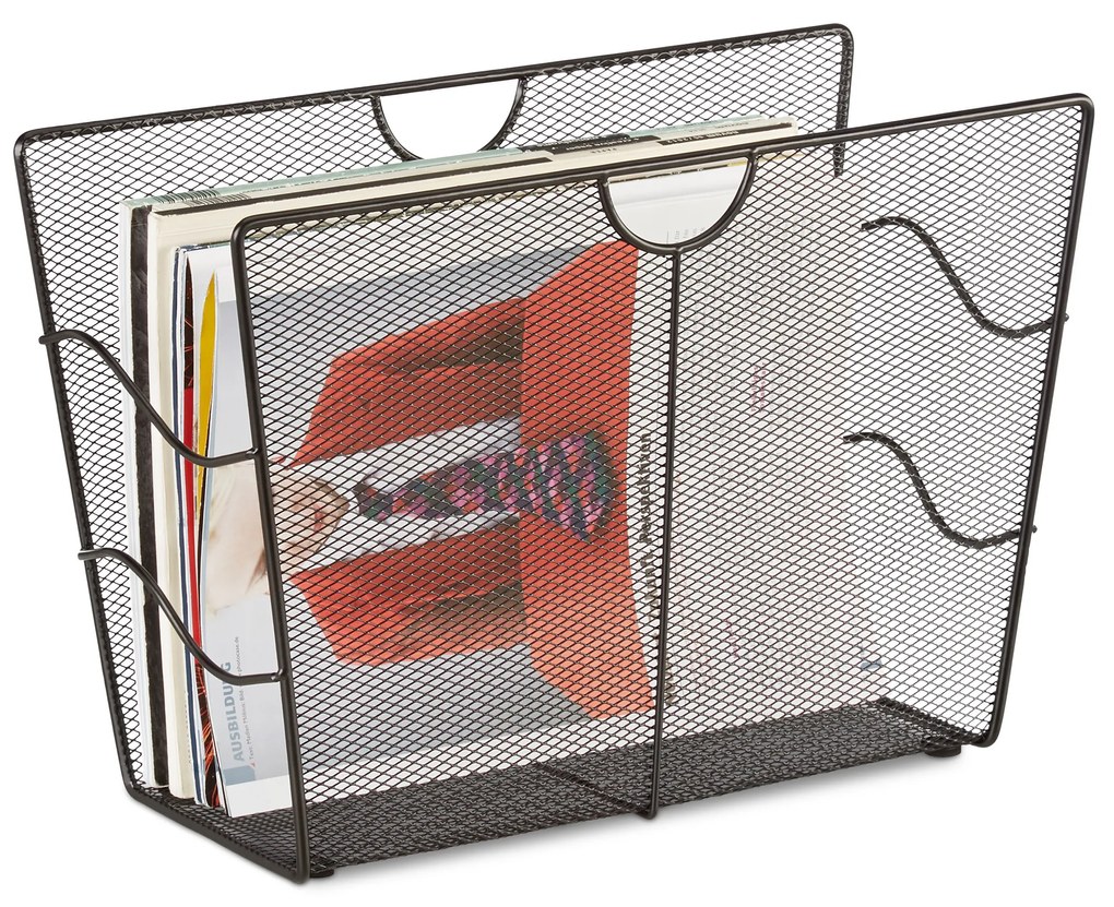 Stojan na noviny a časopisy, kovový čierny RD2510