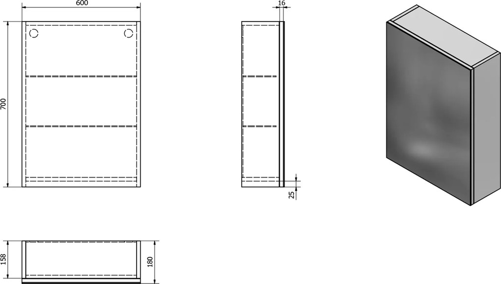 Aqualine Aqualine, VEGA galérka 60x70x18cm, biela, VG066
