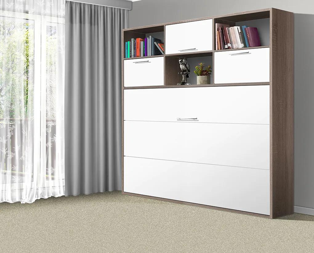 Nabytekmorava Sklápacia posteľ VS1056 MAX, 200x120cm farba lamina: dub sonoma svetlá/biele dvere, Varianta dverí: matné