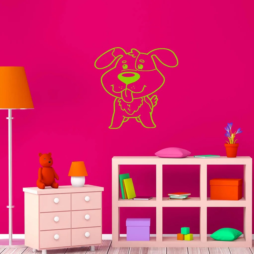 Veselá Stena Samolepka Psík detský Farba: červená, Veľkosť: 100 x 77 cm