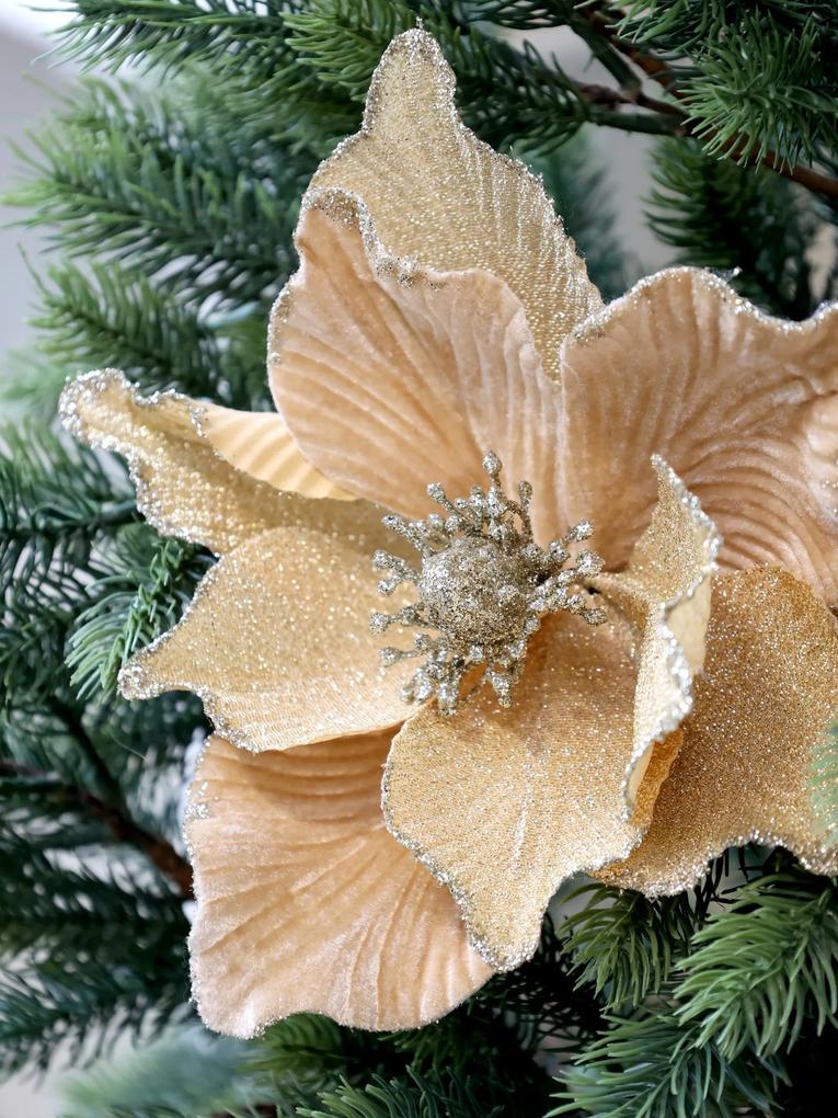 Jantárová vianočná ozdoba kvetina na klipe - 20*7,5 cm