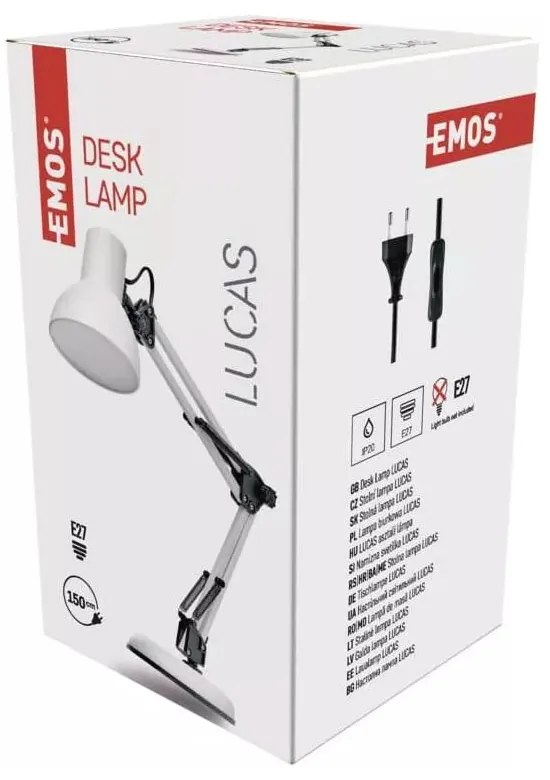 Biela stolová lampa (výška 48 cm) Lucas – EMOS