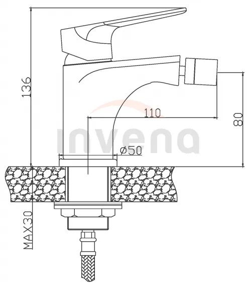 Invena Dokos, bidetová batéria, chrómová, INV-BB-19-001-V