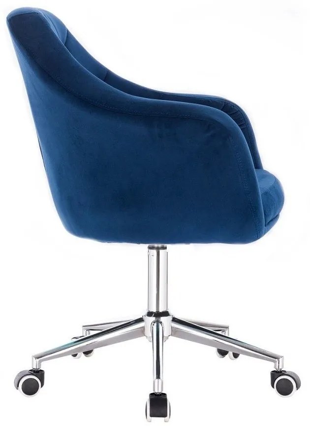 LuxuryForm DESIGN Kreslo ROMA VELUR na striebornej podstave s kolieskami - modré