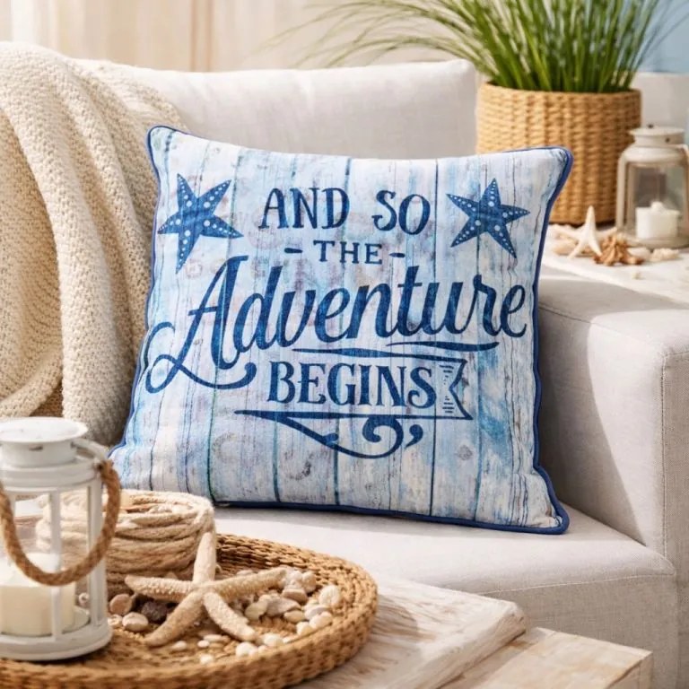 Nexos 86407 Dekoračný vankúšik so vzhľadom modrého dreva, 40 x 40 cm