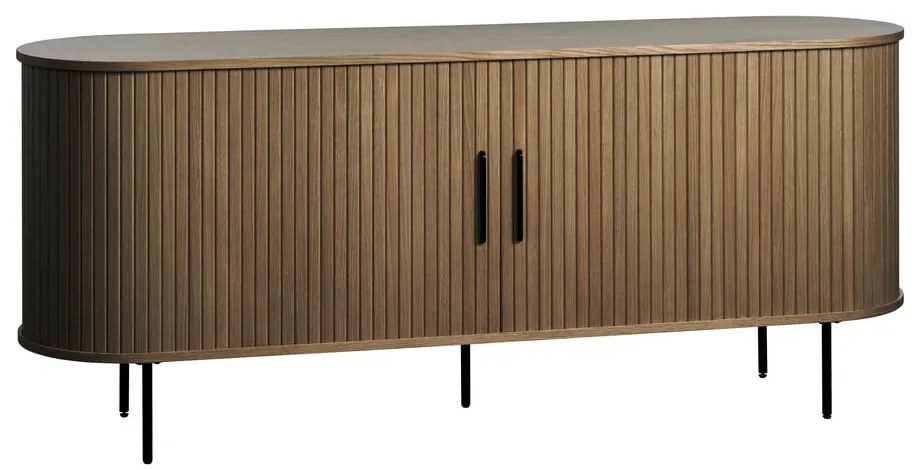 Hnedá komoda v dekore duba s posuvnými dverami 180x76x45 cm Nola – Unique Furniture