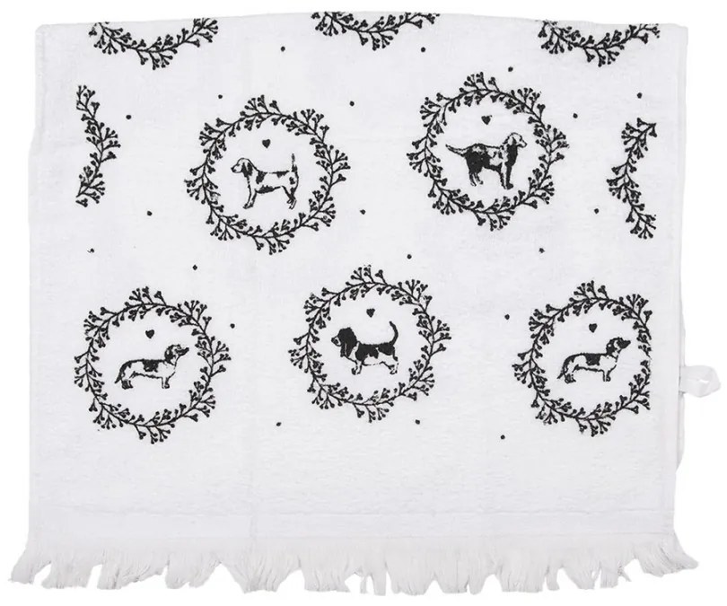 Biely froté kuchynský uterák so psíkmi Lovely Grey Dogs - 40*66cm