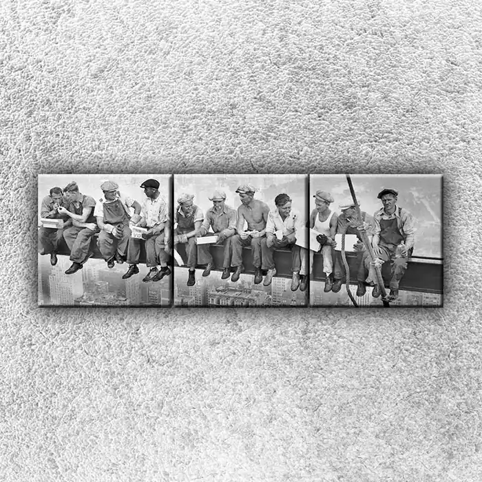 Xdecor Robotníci na traverze 2 - Trojdielny obraz (120 x 40 cm) | BIANO