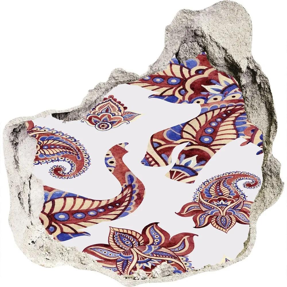 Diera 3D fototapety nálepka Slony ornamenty WallHole-75x75-piask-127798493