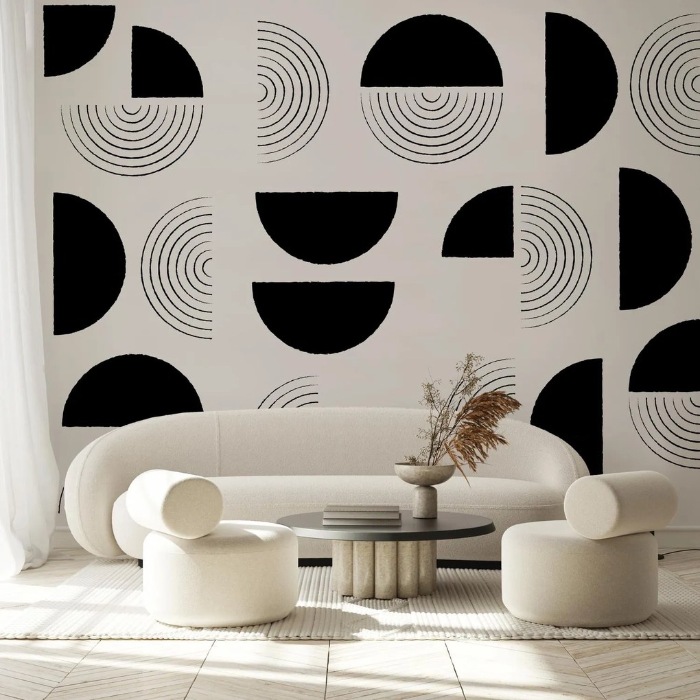 Fototapeta – Abstraktné kruhy čiernobiele (147x102 cm)