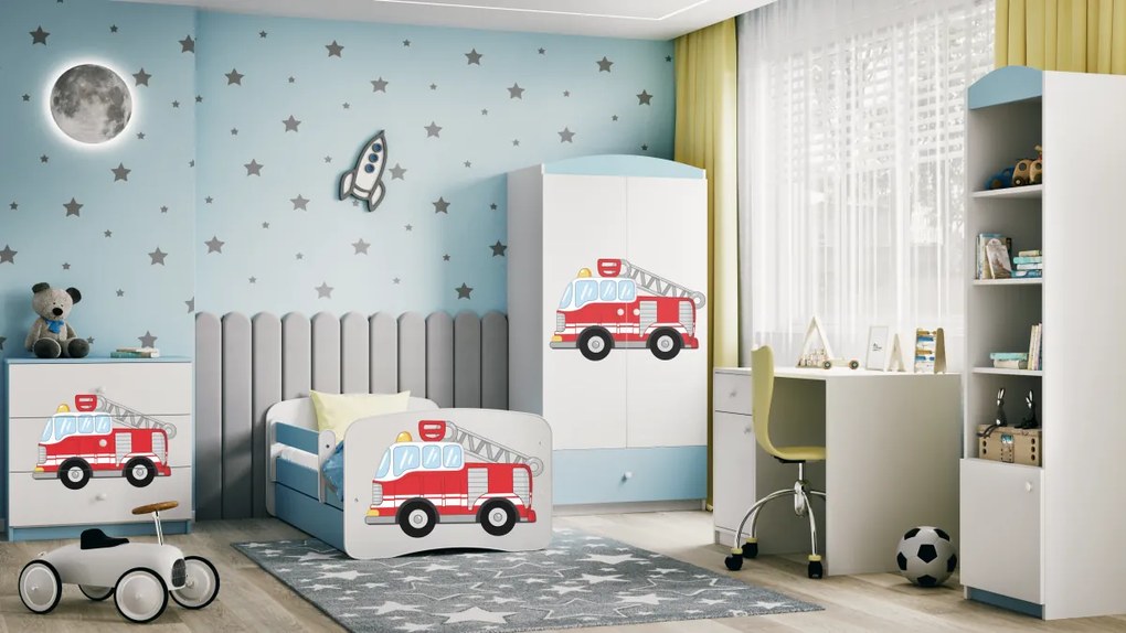 Detská skriňa Babydreams 90 cm hasičské auto modrá