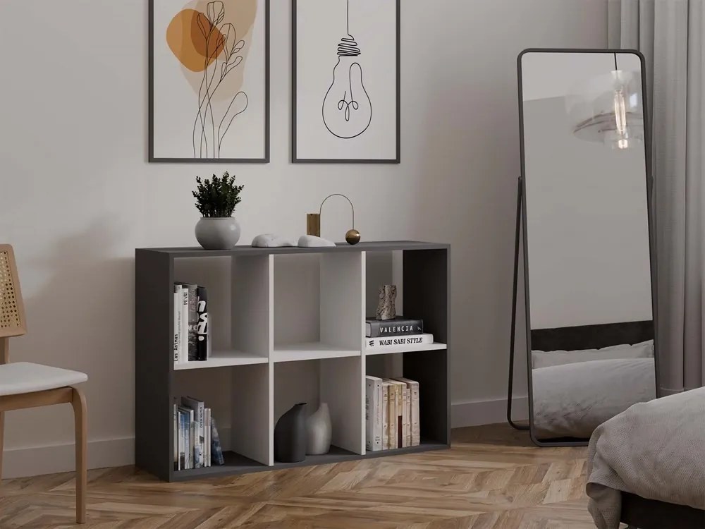 Regál Malax 2x3 110 cm antracit/bílý