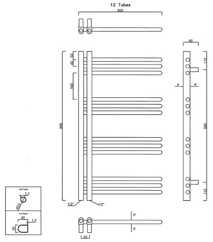 Sapho - Kúpeľňový radiátor DORLION 50x90 cm lesklý chróm