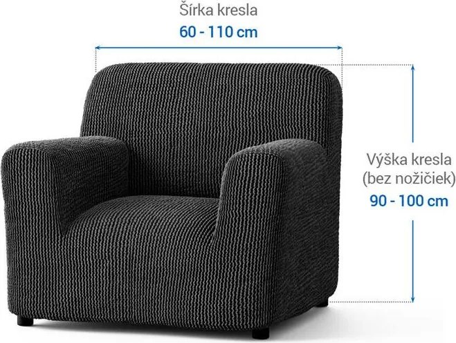 Bielastické poťahy COSTINA antracit kreslo (š. 60 - 110 cm)