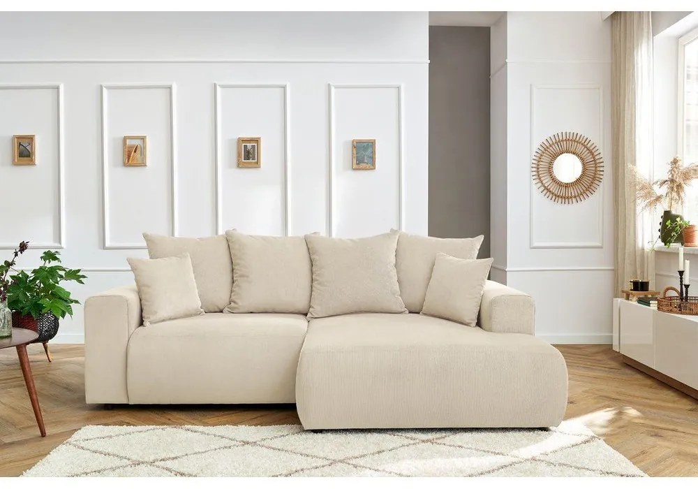 Krémová zamatová rohová pohovka Enjoy – Bobochic Paris