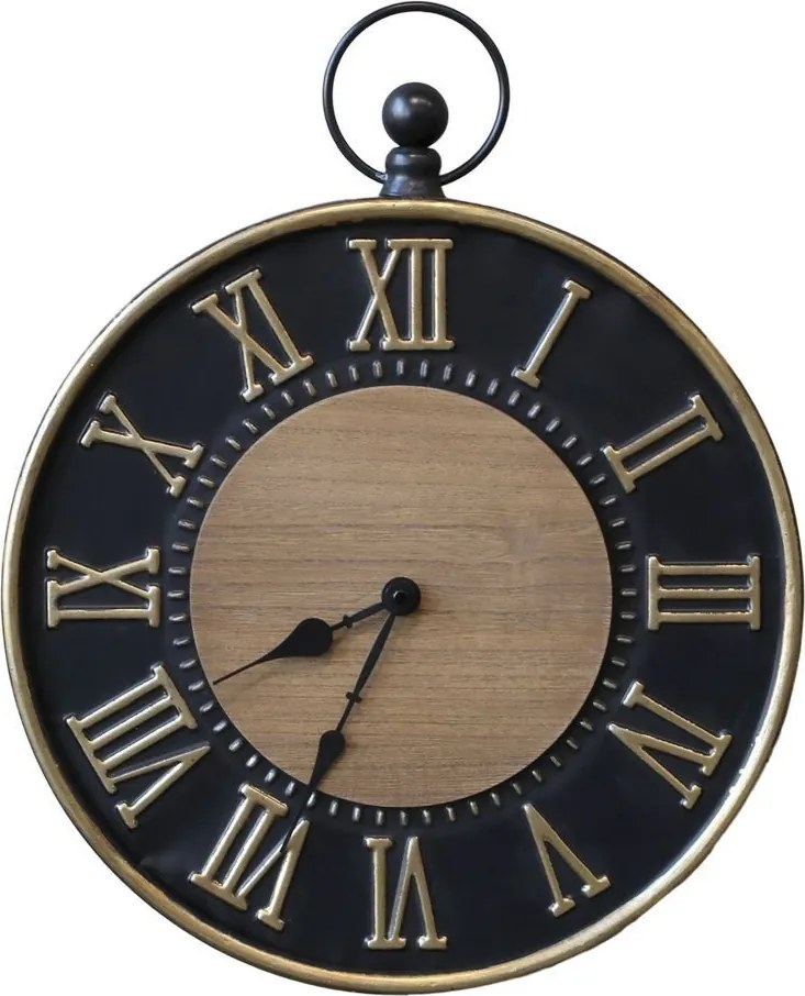 Čierno-zlaté antik nástenné hodiny – Ø 35*5 cm/ 1*AA