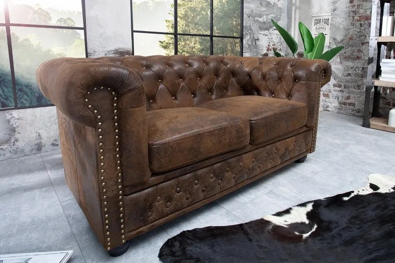 (2778) INGLESE Chesterfield dvojsed antik hnedý