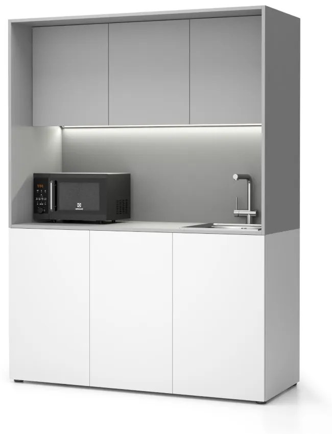 Kuchynka NIKA s drezom a batériou 1481 x 600 x 2000 mm, sivá, pravé