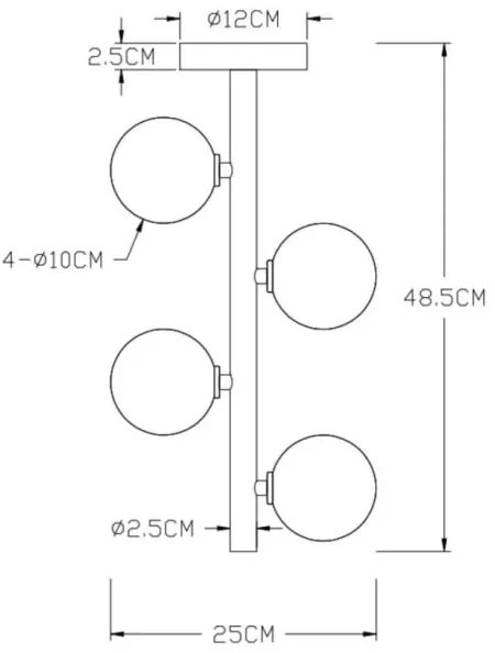 Lucide 45174/04/02 - Luster na tyči TYCHO 4xG9/28W/230V zlatá