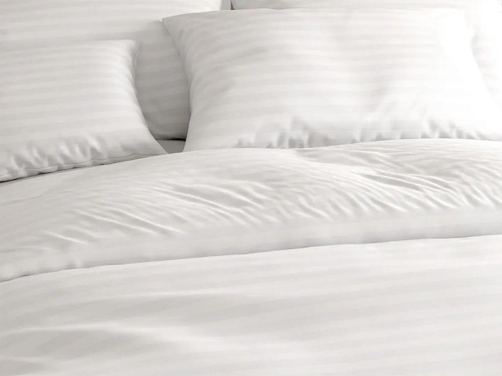 Hotelové obliečky z mikrovlákna JASMINE biele - prúžok 2 cm, hotelové vrecko Rozmer obliečky: 70 x 90 cm | 140 x 200 cm