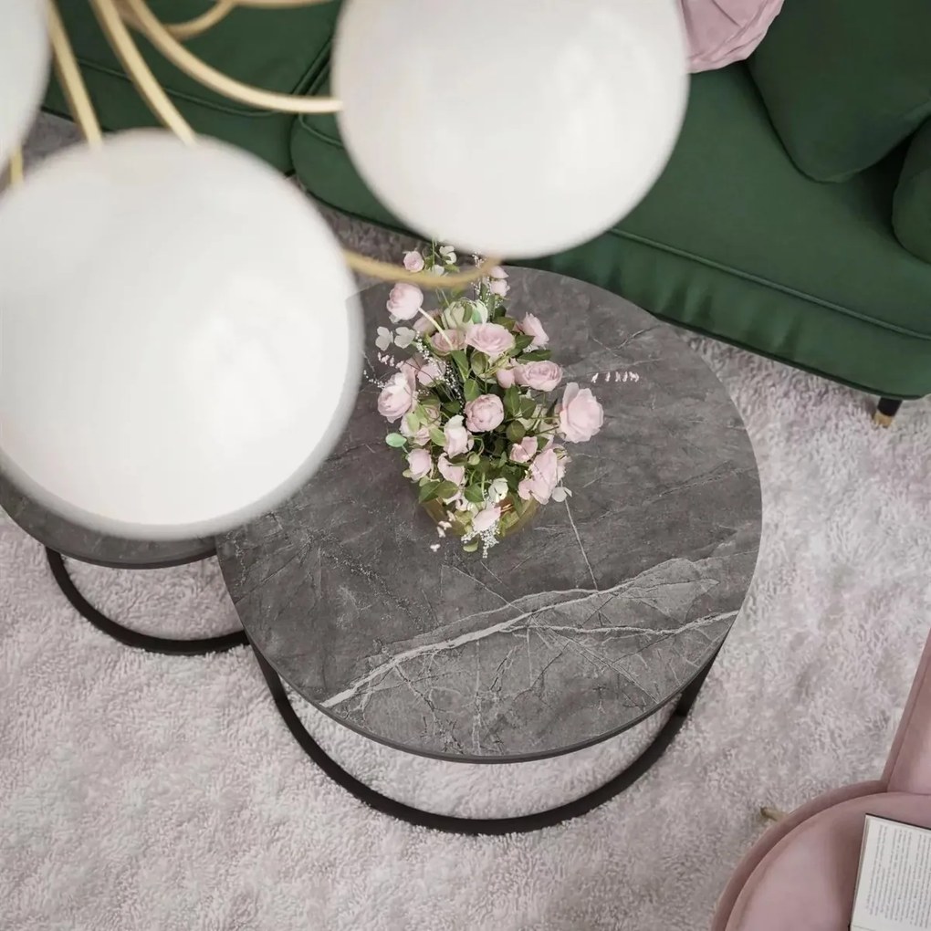 KONFERENČNÝ STOLÍK DIJON 2v1 TMAVÝ BETÓN + ČIERNY PODSTAVEC