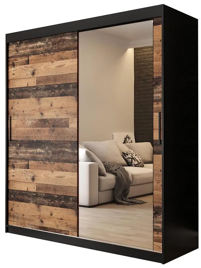 Skriňa Old Wood T2 180 Čierna/Old Style/zkadlo