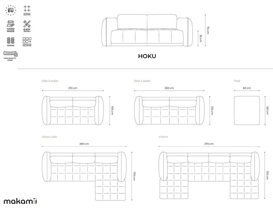 Biela rohová pohovka Hoku – Makamii