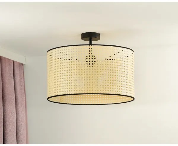 Duolla - Prisadený luster ROLLER RATTAN 1xE27/15W/230V pr. 45 cm béžová/čierna