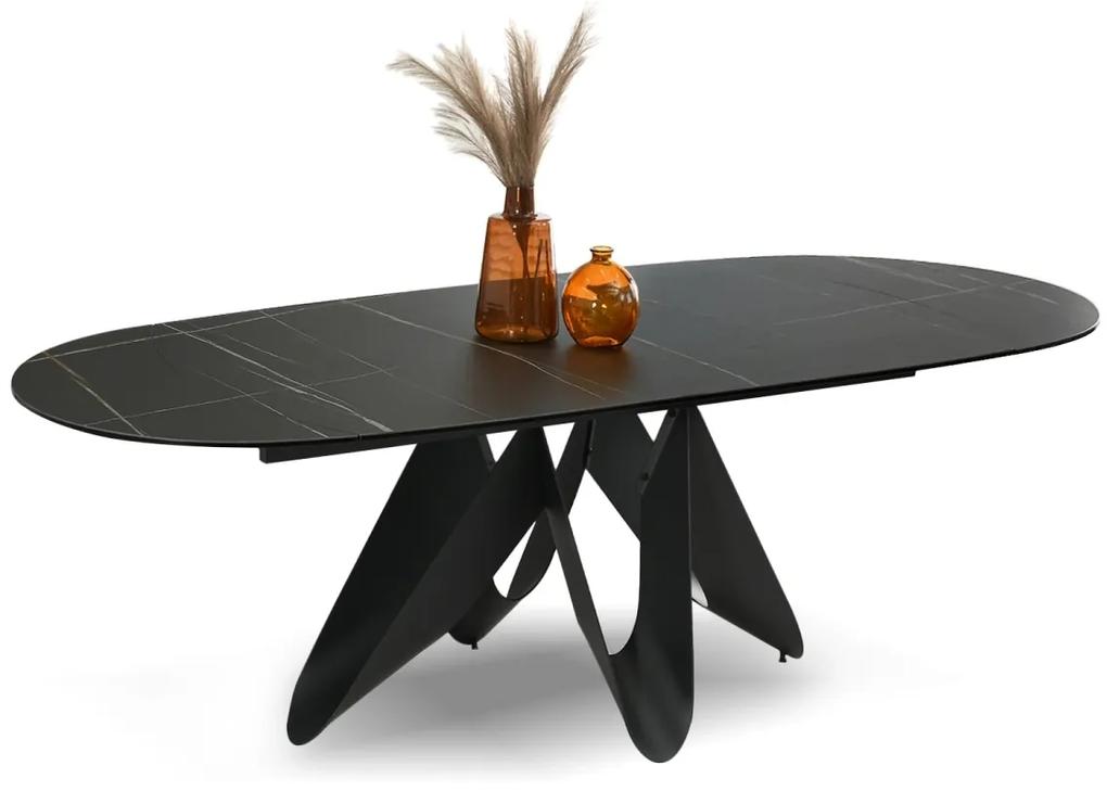 Luxusný rozkladací jedálenský stôl VALENCE čierny mramor