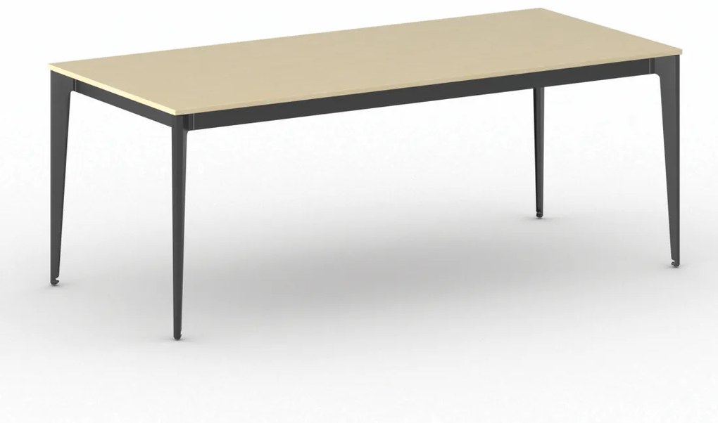 Kancelársky stôl PRIMO ACTION, čierna podnož, 2000 x 900 mm, breza