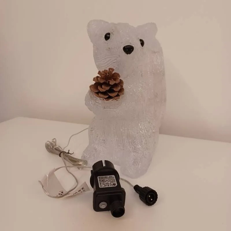 DECOLED Svetelná veverička LED, akryl, 30 cm, teplá biela