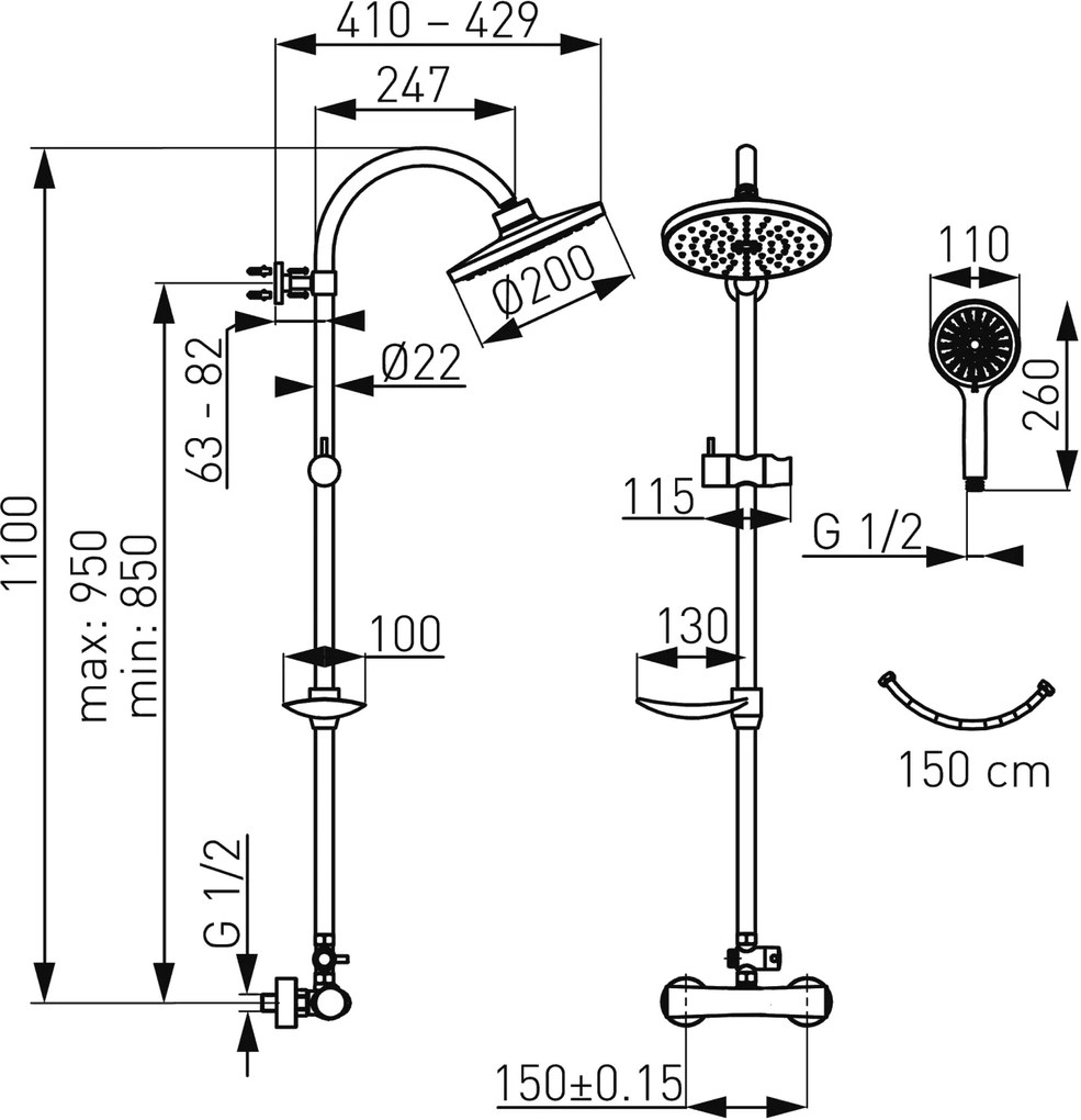 Novaservis Sprchové súpravy - Sprchový set s termostatom, chróm, SET040/TER,0