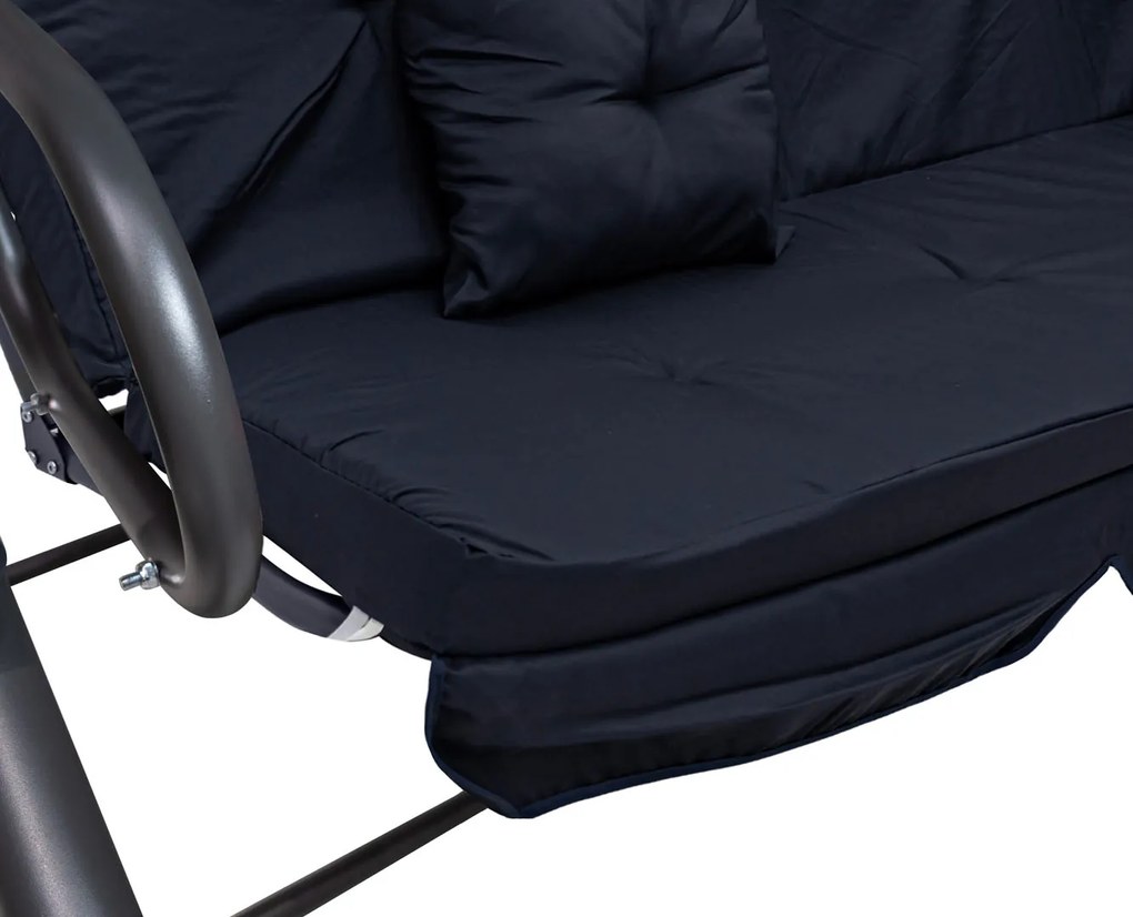 Záhradná hojdačka so strieškou, skladacia 2x1 námornícka modrá