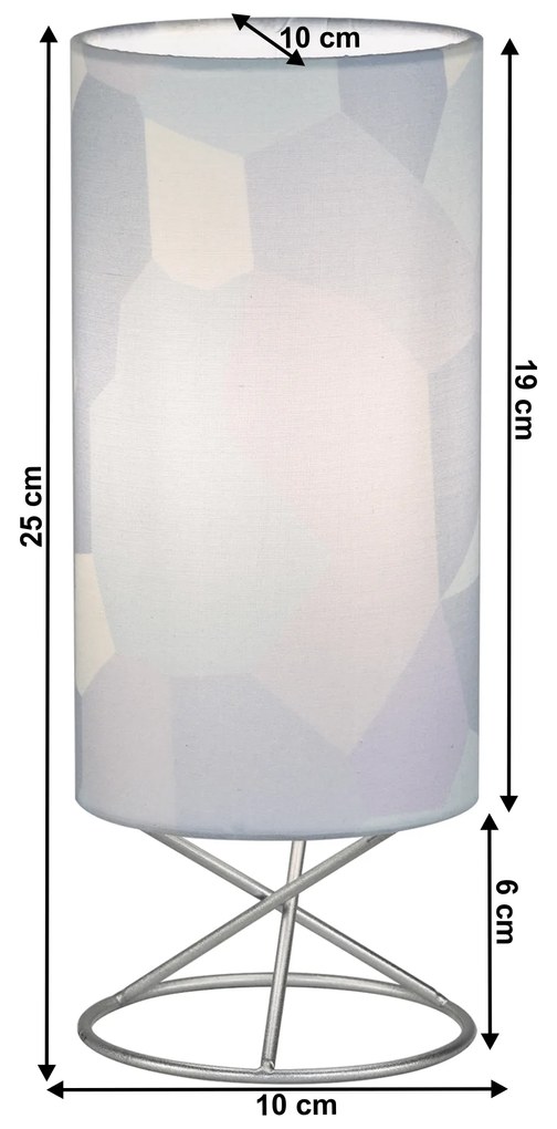 Stolná lampa, kov/sivé textilné tienidlo, AVAM