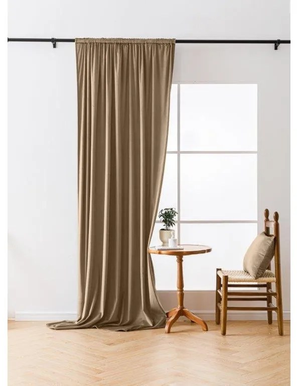 Svetlohnedý zatemňovací záves VELVET 140x250 cm Zavesenie: Kovové krúžky
