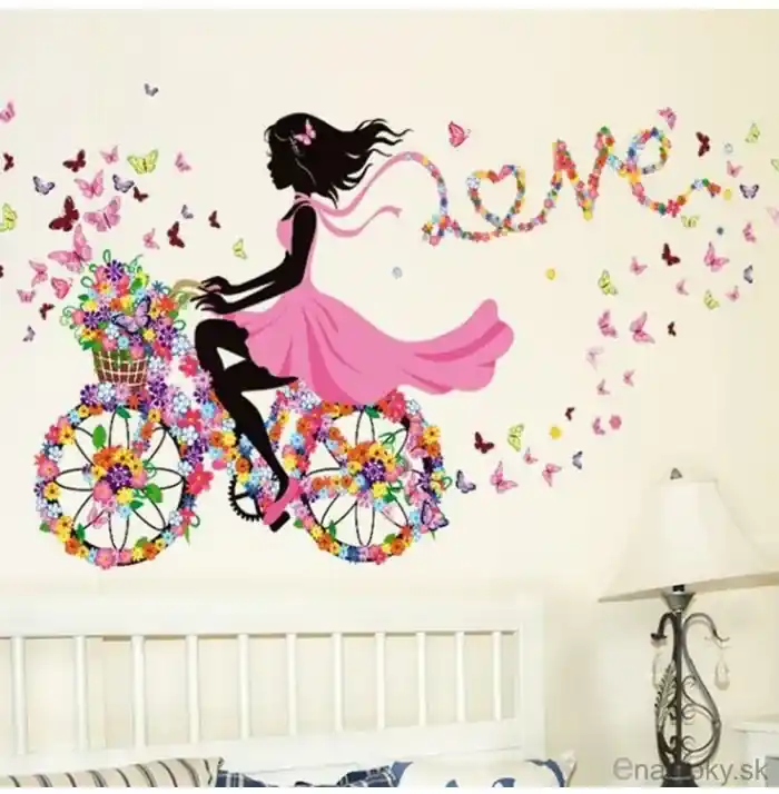Nálepky na stenu - Dievča na bicykli | BIANO