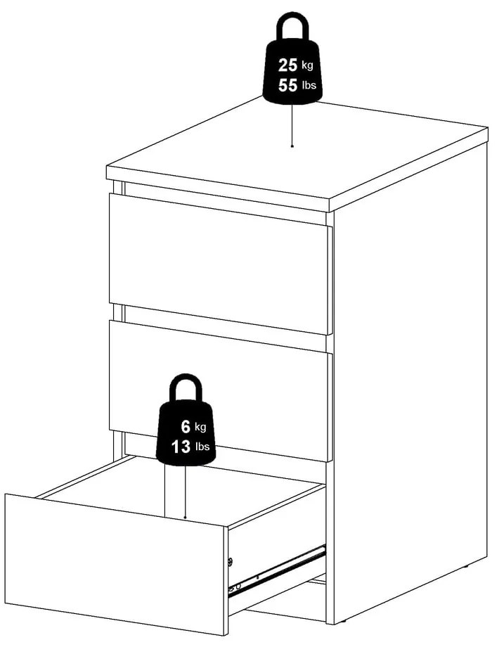 Komoda v dekore duba v prírodnej farbe 40x70x50 cm Naia – Tvilum