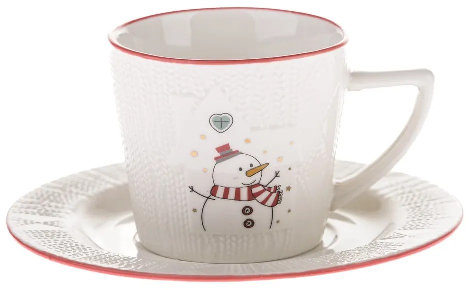 Biela porcelánová šálka s vianočným motívom 110 ml Snowman – Dakls