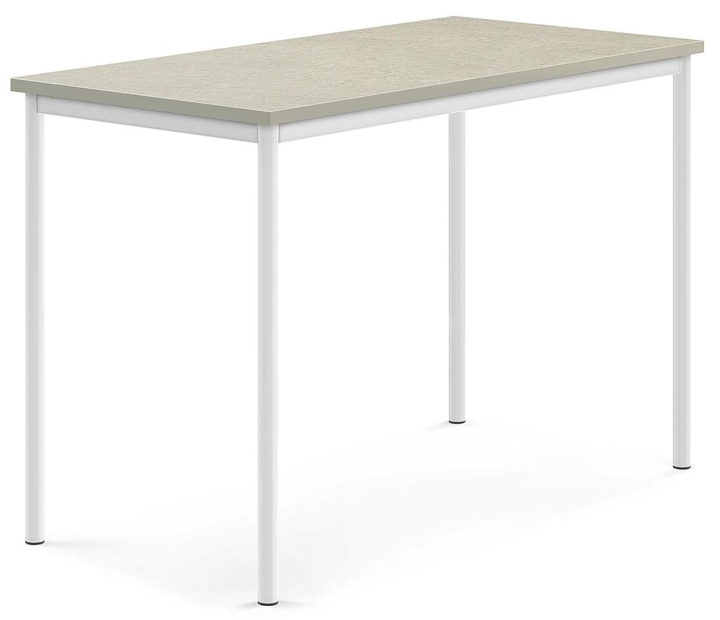 Stôl SONITUS, 1400x700x900 mm, linoleum - svetlošedá, biela