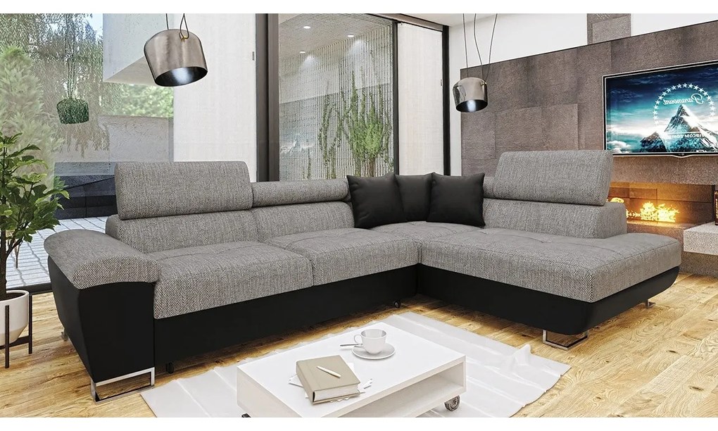 Rohová sedačka Alvin, Dostupné poťahy: ekokoža Soft 017 + Uttario Velvet 2971 + Kronos 02, Strana: ľavá