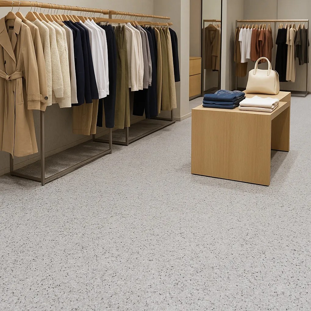 Gerflor, PVC podlaha - lino Flexar Nerok 0597 Pixel Silver, na mieru, šíře 2m,4m, šedá, bez podkladu, chodba / predsieň