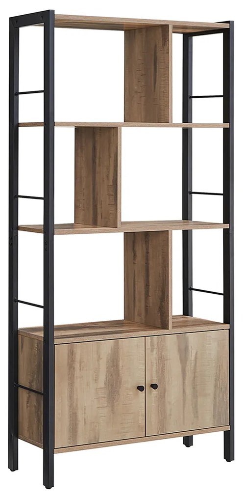 Knižnica VASAGLE priemyselná hnedá/čierna